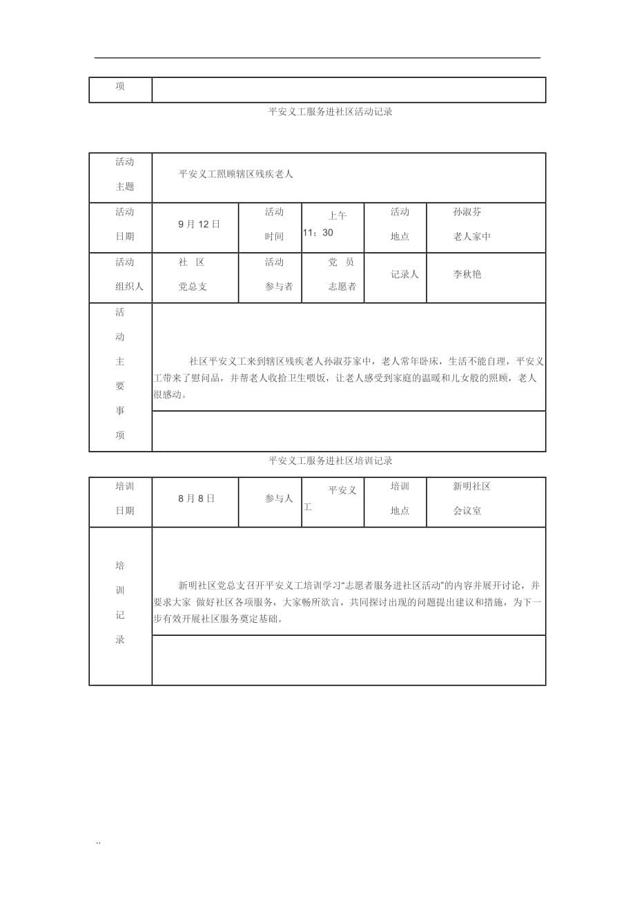 志愿者服务活动记录86480资料_第5页