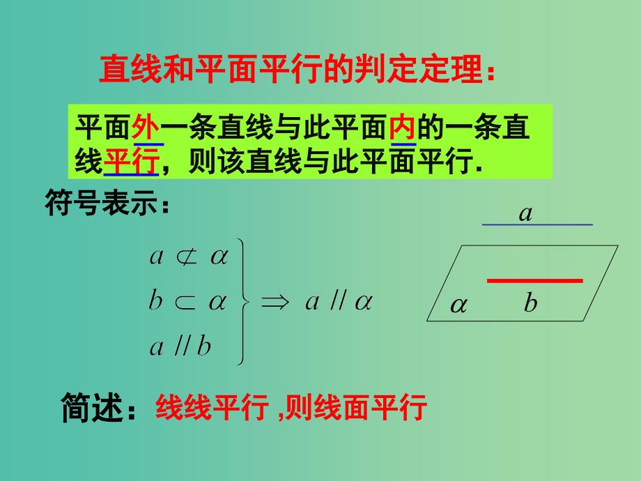 高中数学 2.2.1直线与平面平行的判定课件 新人教a版必修2_第4页