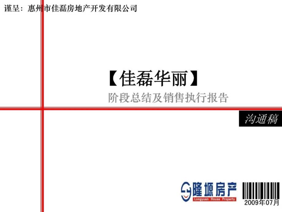 惠州佳磊华丽项目阶段总结及销售执行报告2009年6月_第1页