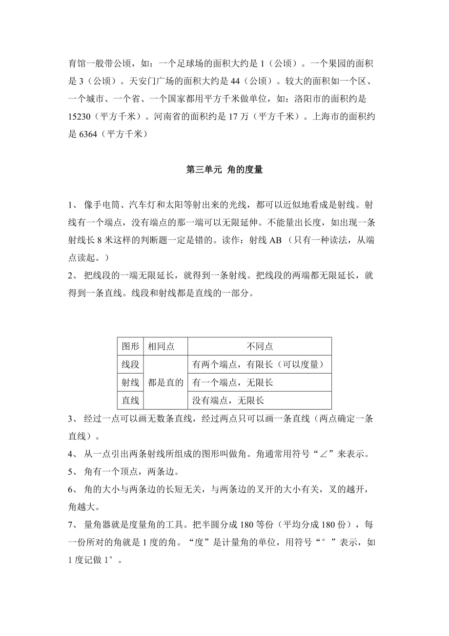 人教版四年级数学上册期中知识点汇总_第3页