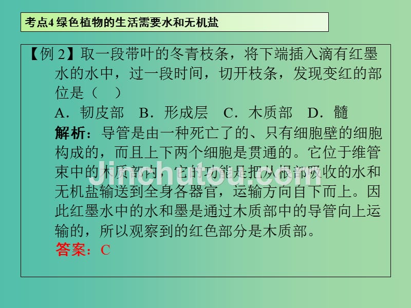 中考生物 第3单元 考点4 绿色植物的生活需要水和无机盐课件 新人教版_第5页