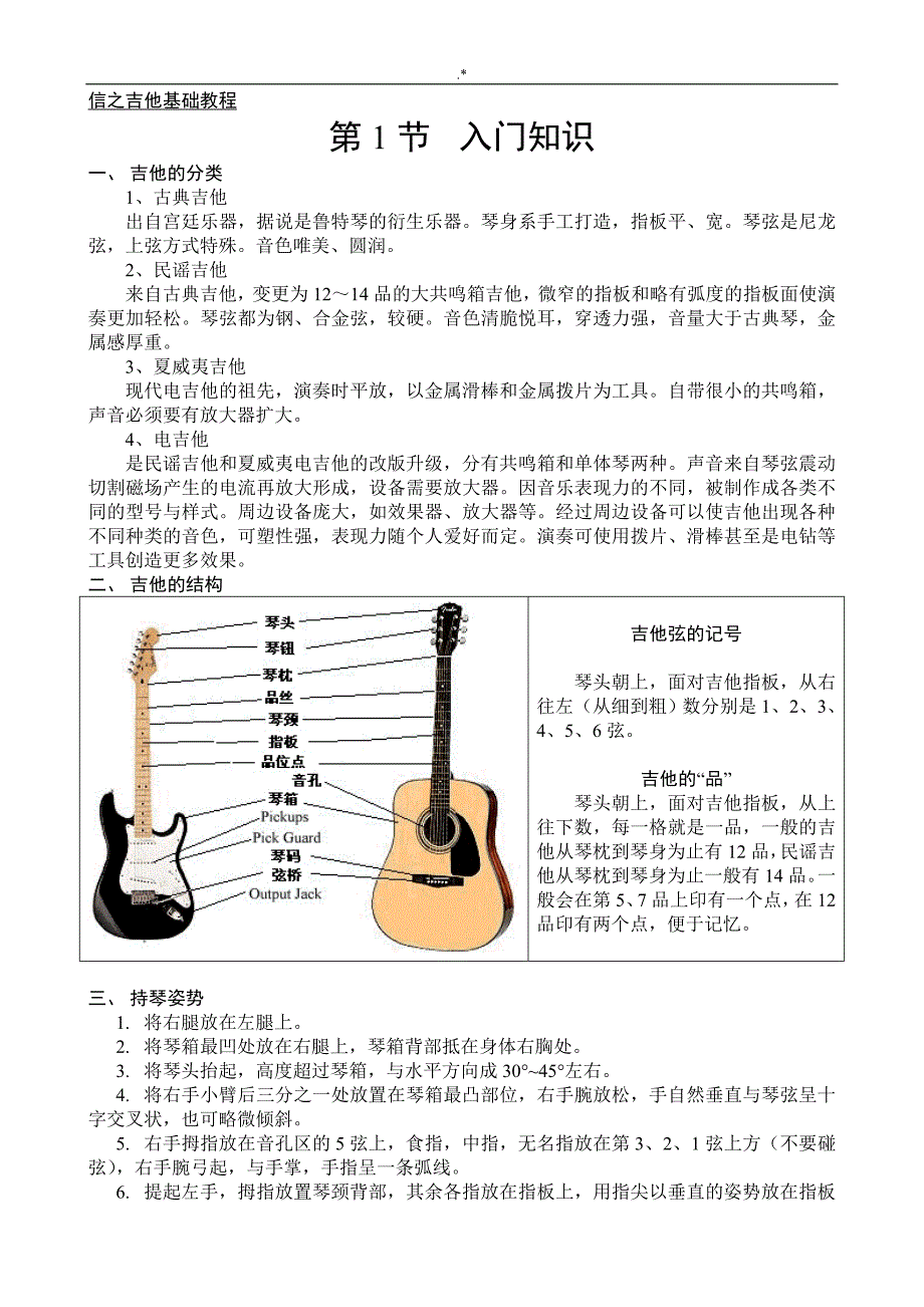 吉他学习基础教育材料入门基础知识材料_第1页