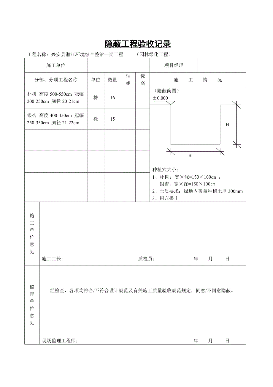 绿化树穴隐蔽工程验收记录资料_第1页