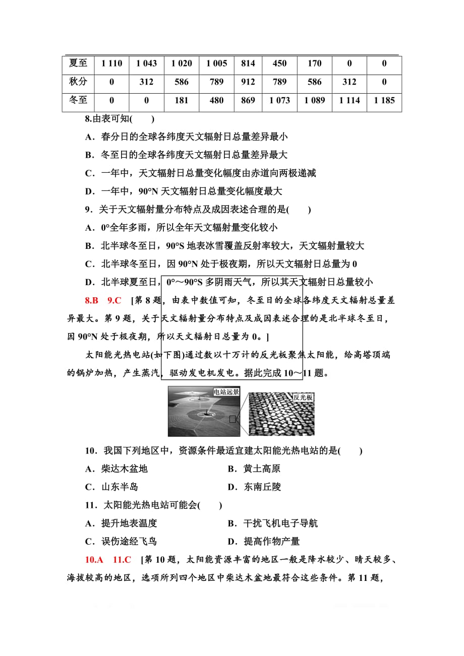 （新教材）【湘教版】2020版地理新导学必修一课时分层作业：2　太阳对地球的影响_第4页