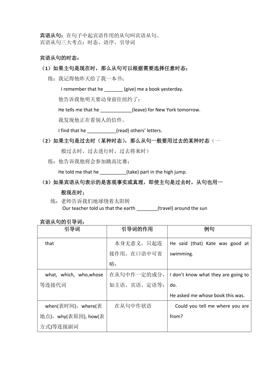 初中宾语从句及练习题答案.doc_第1页