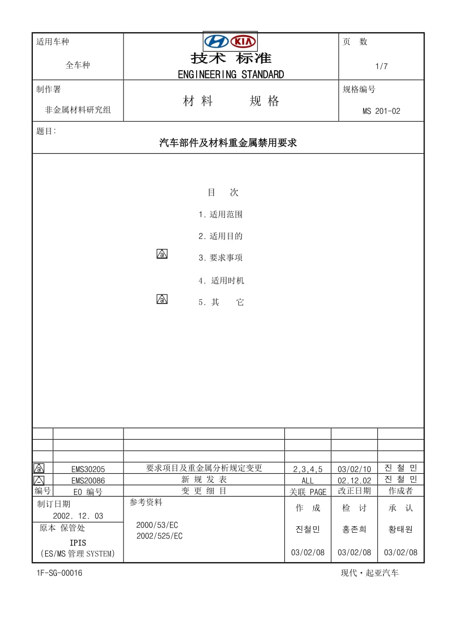 汽车部件及材料重金属禁用要求_第1页