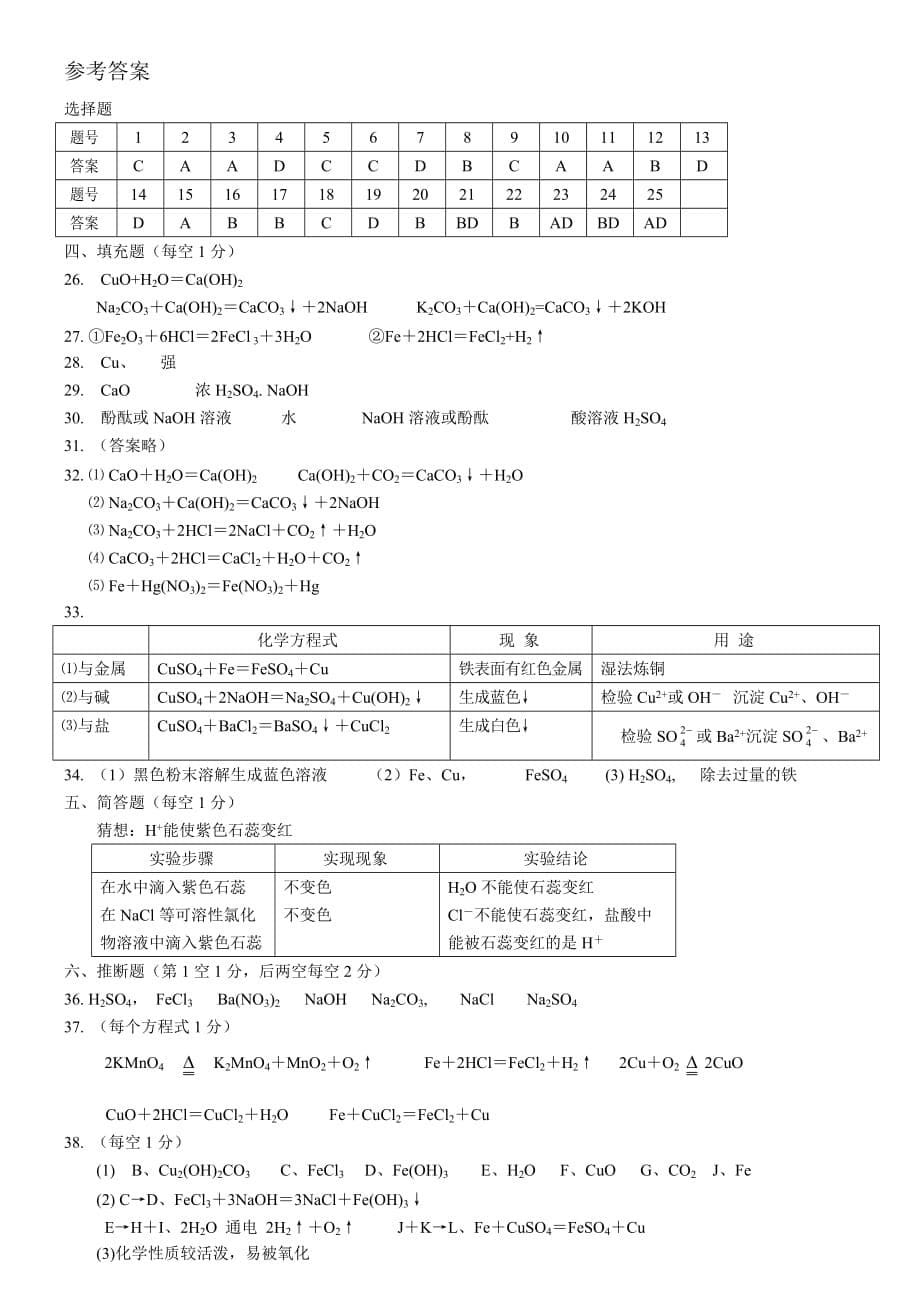 九年级化学酸碱盐单元测试题(含答案).doc_第5页