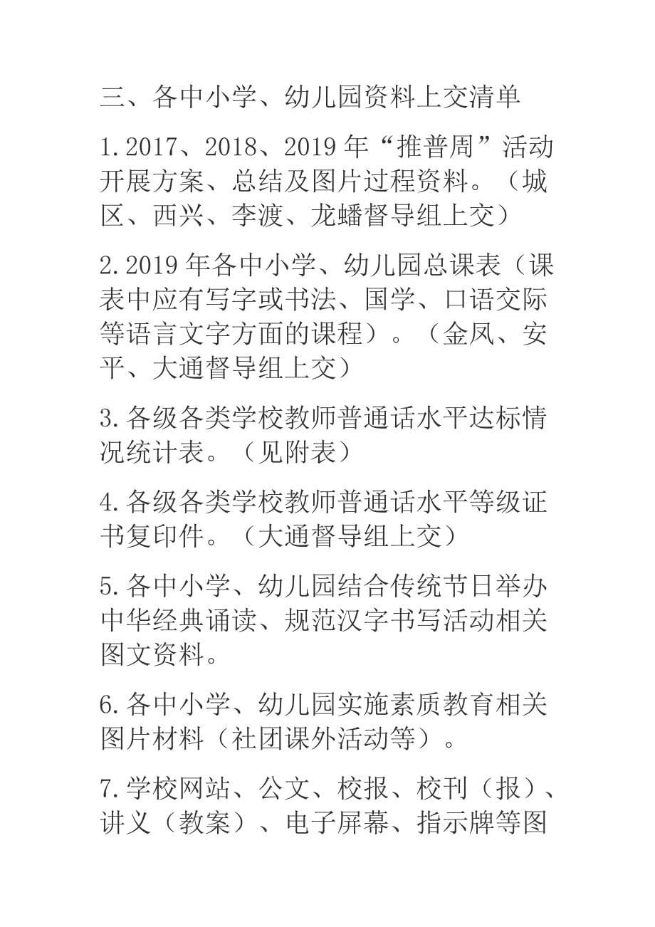 2019年语言文字工作三项达标验收迎检资料上交清单_第5页