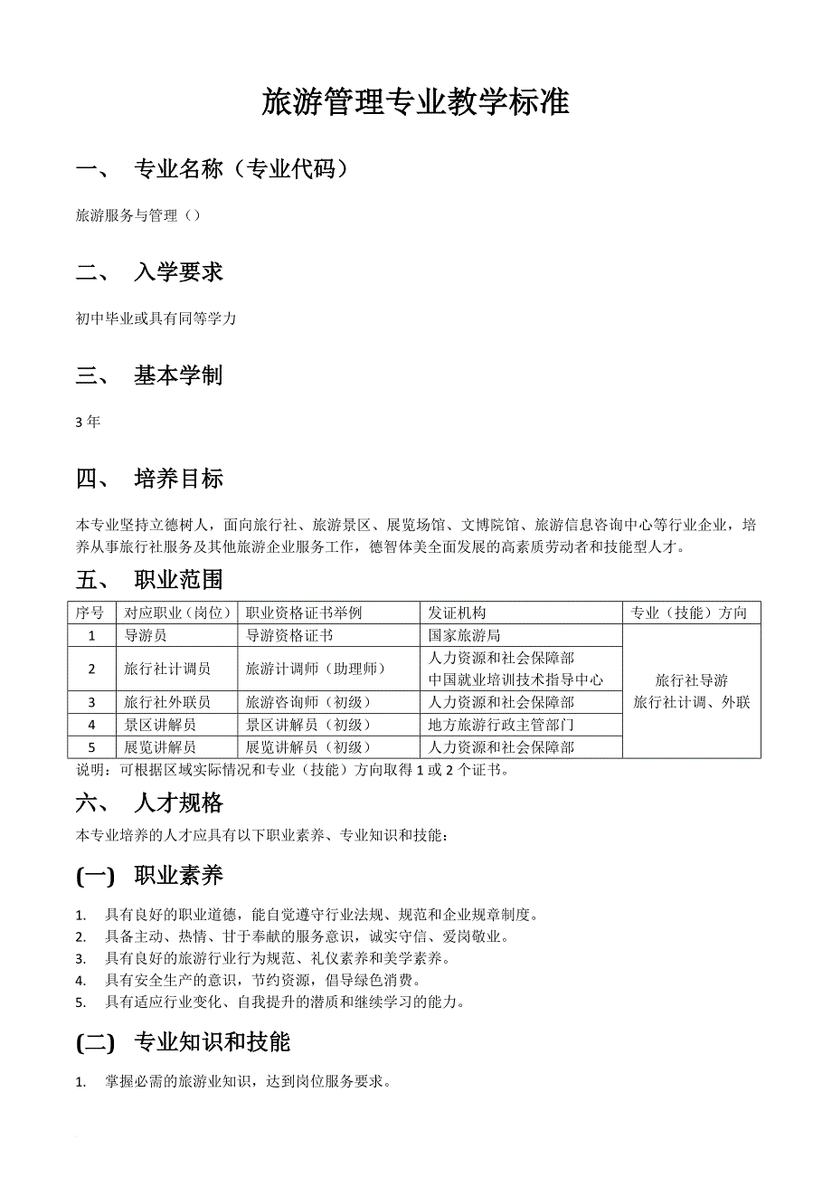 中职旅游服务与管理专业教学标准.doc_第1页