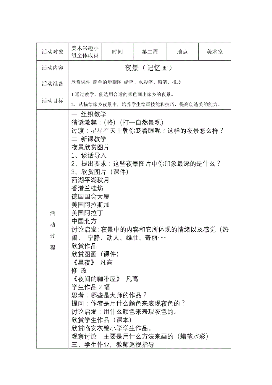 乡村少年宫美术兴趣小组活动记录(教案).doc_第3页