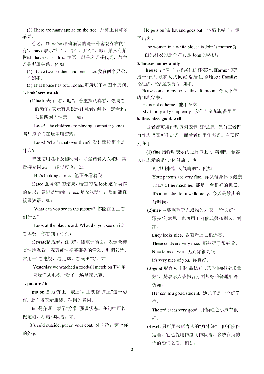 中考英语初一至初三全程知识点总结及练习(含答桉).doc_第2页