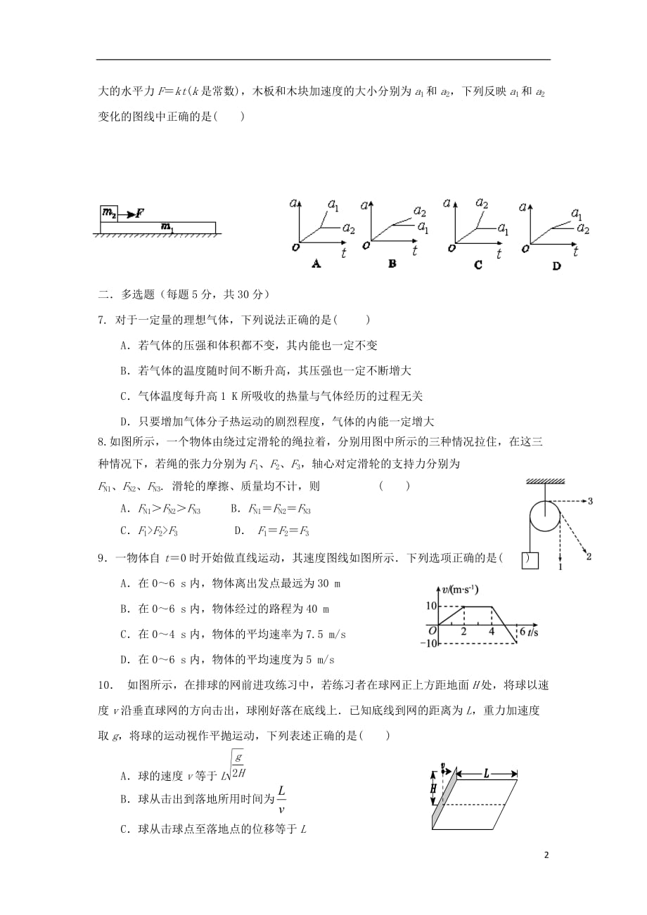 （新课标ⅱ第二辑）2016届高三物理上学期第一次月考试题_第2页