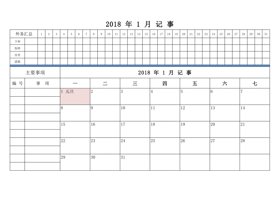 2018年度工作日志记录表资料_第1页