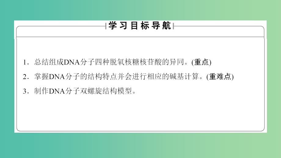 高中生物 第3单元 遗传与变异的分子基础 第1章 遗传的物质基础 第2节 dna的分子结构课件 中图版必修2_第2页