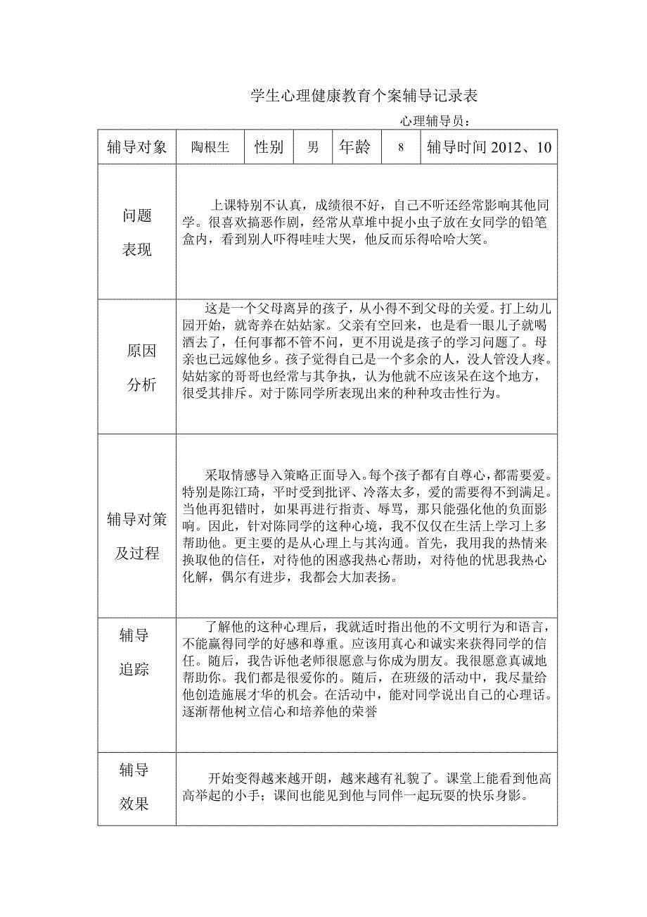 学生心理健康教育个案辅导记录表（1）_第5页