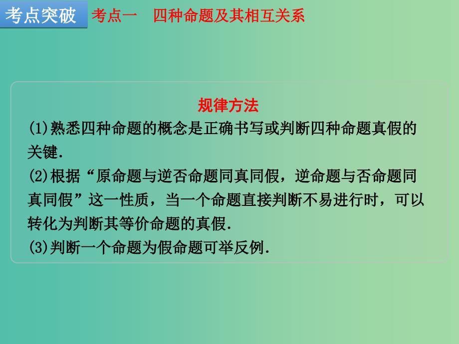 高考数学一轮复习 第2讲 命题及其关系、充分条件与必要条件课件 文 北师大版_第4页