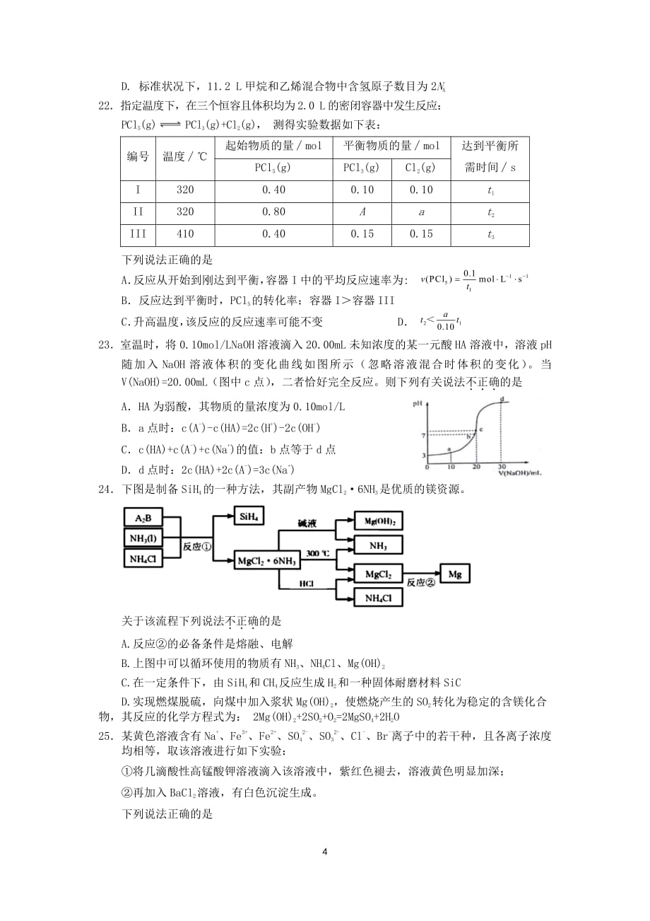 2019学军高考化学模拟试卷(五)资料_第4页