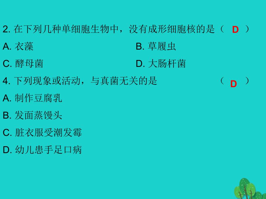 广东省2017年中考生物总复习 第九单元 专题训练十 细菌、真菌和病毒课件_第2页