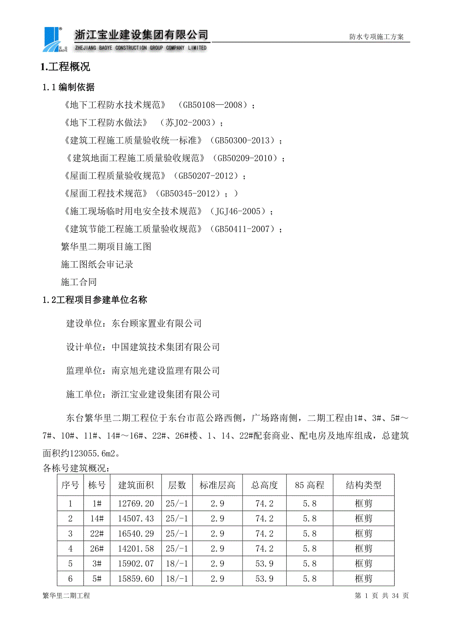 防水工程专项施工方案(完成)资料_第1页