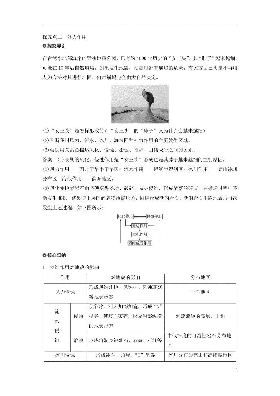 高中地理第四章地表形态的塑造4.1营造地表形态的力量学案新人教版必修_第5页