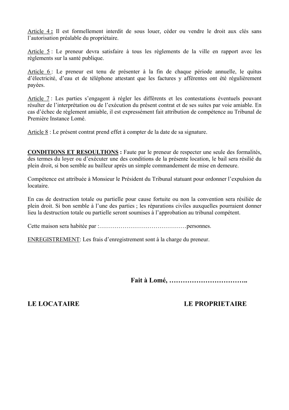 法语租房合同简单版contratdebail_第2页