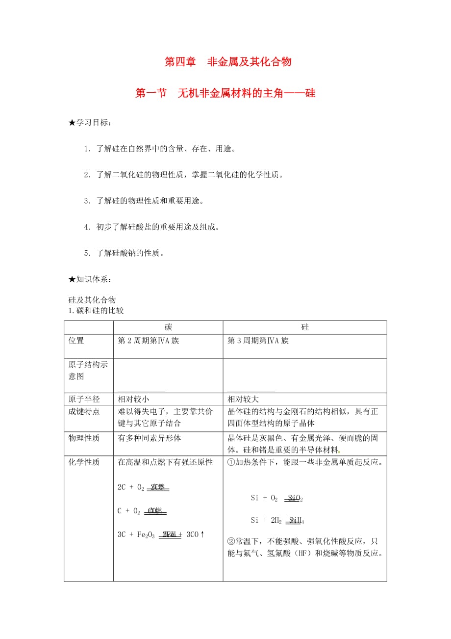 西藏专版高中化学第四章非金属及其化合物第一节无机非金属材料的主角_硅学案新人教版必修120170421322_第1页