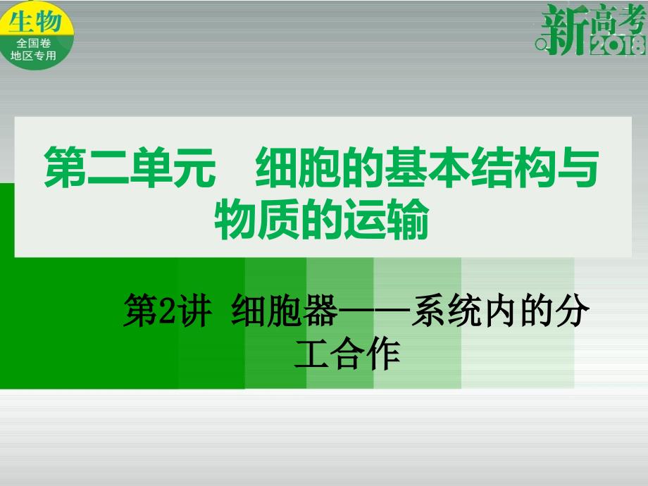 高考生物总复习第二单元细胞的基本结构与物质的运输第2讲细胞器-系统内的分工合作课件_第1页