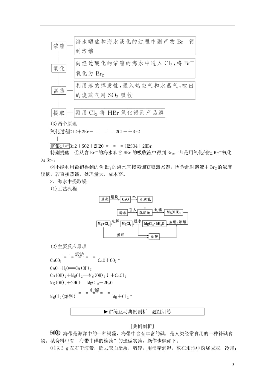 优化方案2016版高中化学 第四章 化学与自然资源的开发利用 第一节 开发利用金属矿物和海水资源（第2课时）海水资源的开发利用海水资源的开发利用学案 新人教版必修2_第3页