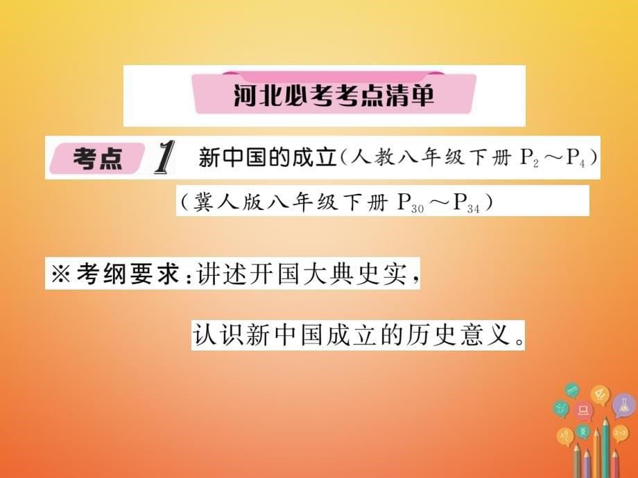 （河北专版）2018年中考历史总复习 第7讲 中华人民共和国的成立和巩固必考考点清单课件_第5页