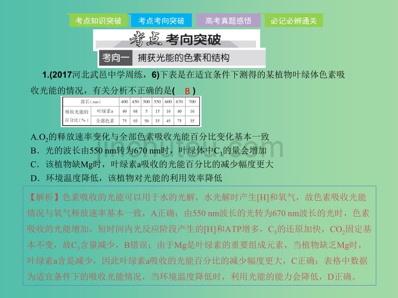 高考生物总复习第三单元细胞的能量供应和利用第3讲能量之源-光与光合作用课件_第4页