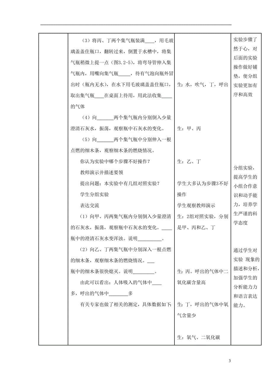 水滴系列七年级生物下册3.2.1人体与外界的气体交换教案2新版济南版20170508255_第3页