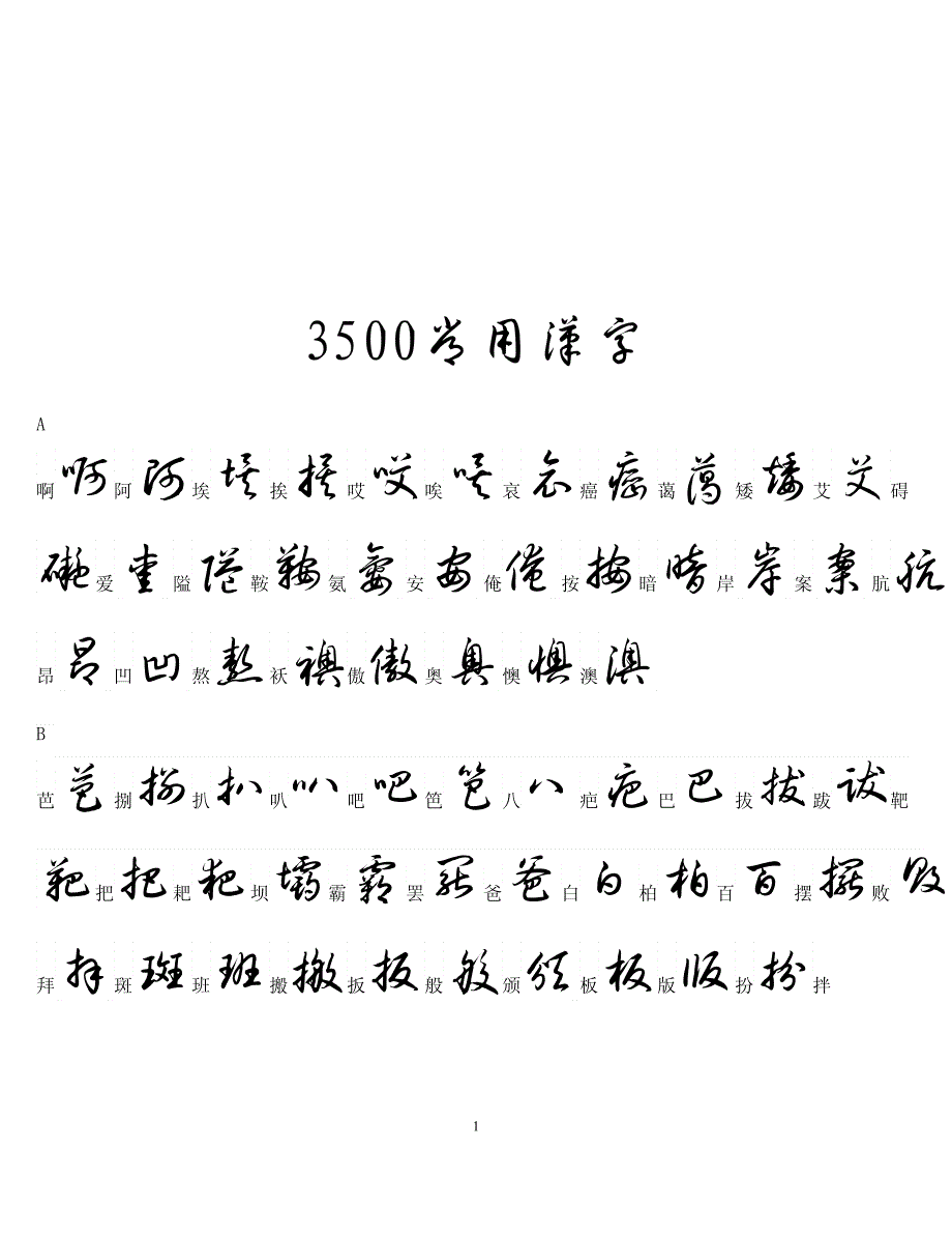 草书3500常用字资料_第1页