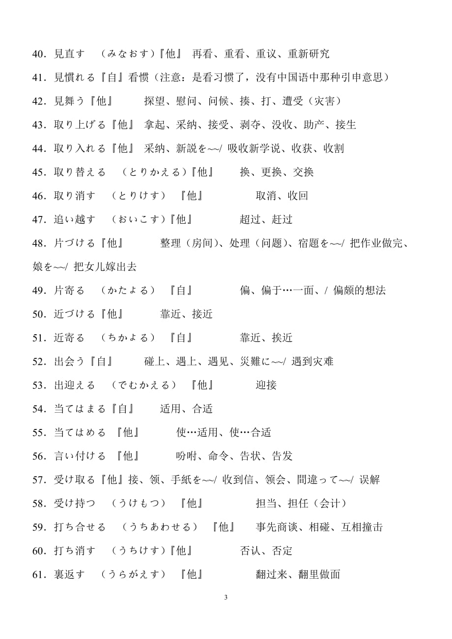 日语N2复合动词总结--刘先国13.3.9_第3页