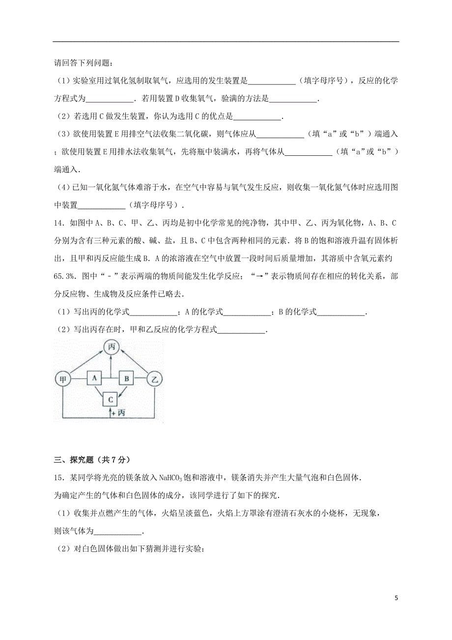 湖北省孝感市安陆市棠棣镇百花中学2016年中考化学模拟试卷（二）（含解析）_第5页