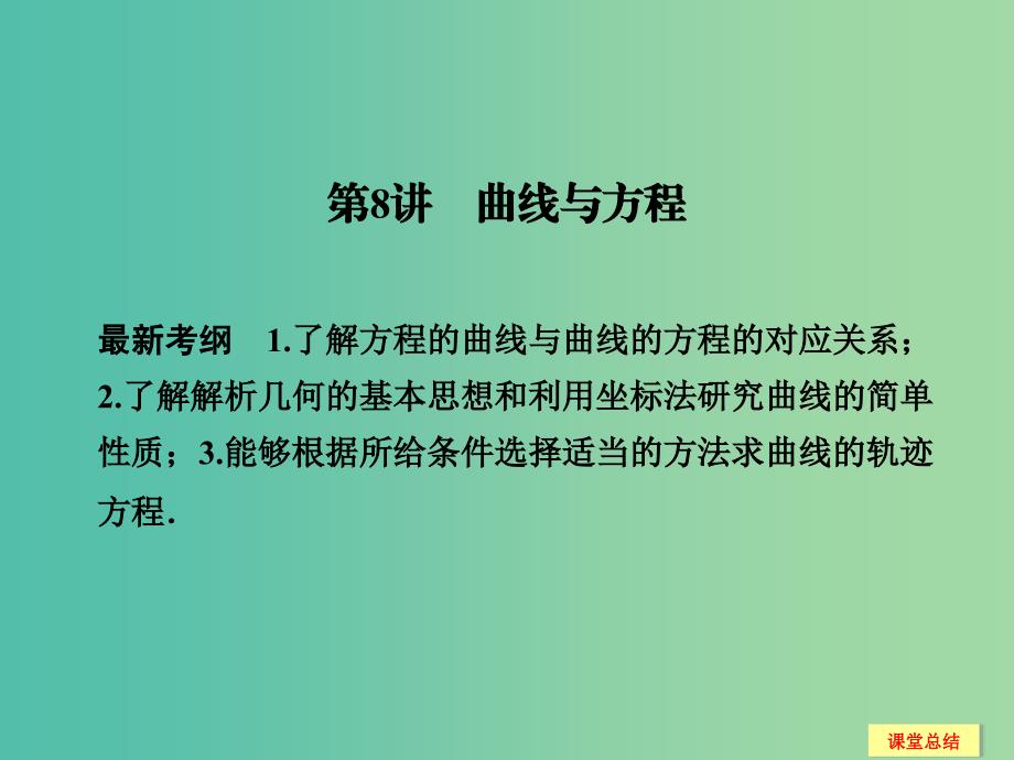 高考数学一轮复习 9-8 曲线与方程课件 新人教a版_第1页