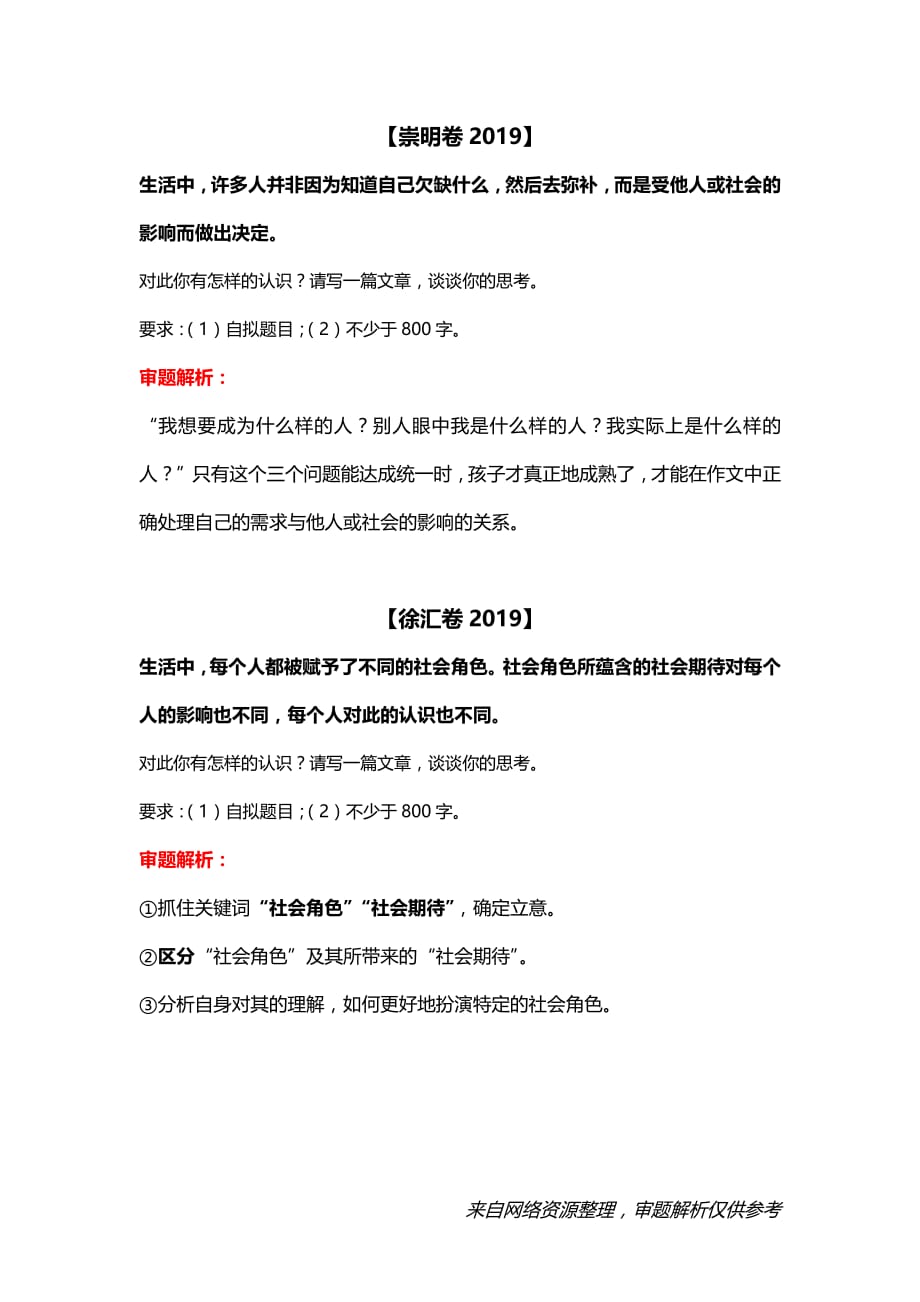 2019年上海各区高考语文一模作文题汇编及解析资料_第2页