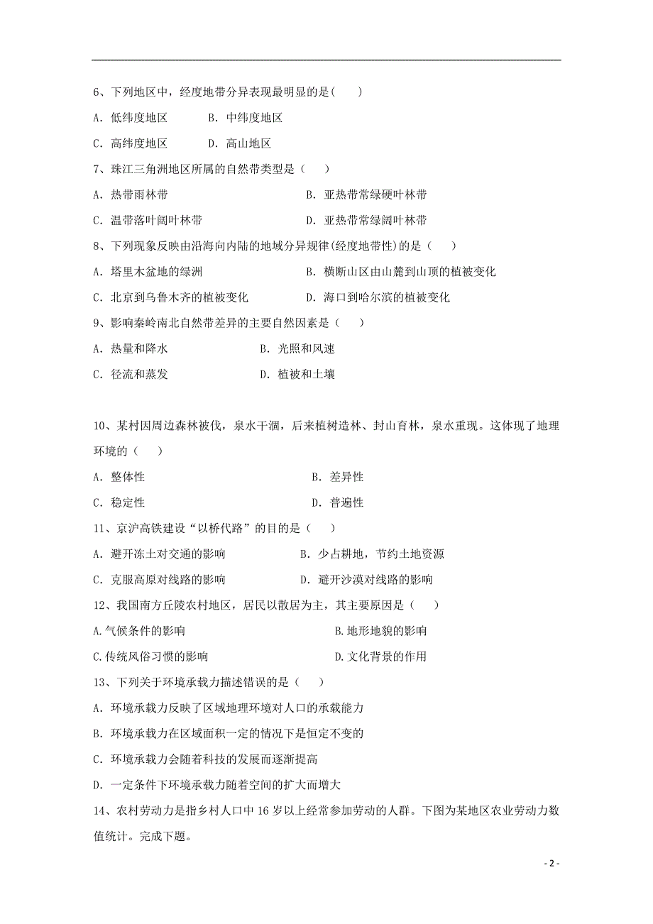 陕西省黄陵县2018届高三地理上学期第三学月月考试题高新部201801230373_第2页