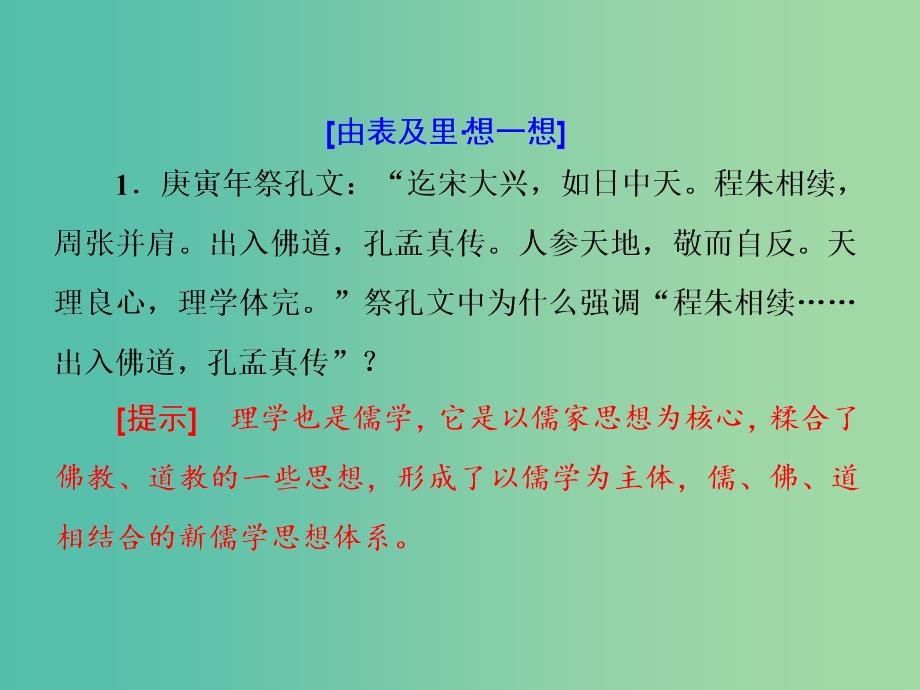 高考历史一轮复习 第三课时 宋明理学课件 新人教版必修2_第4页