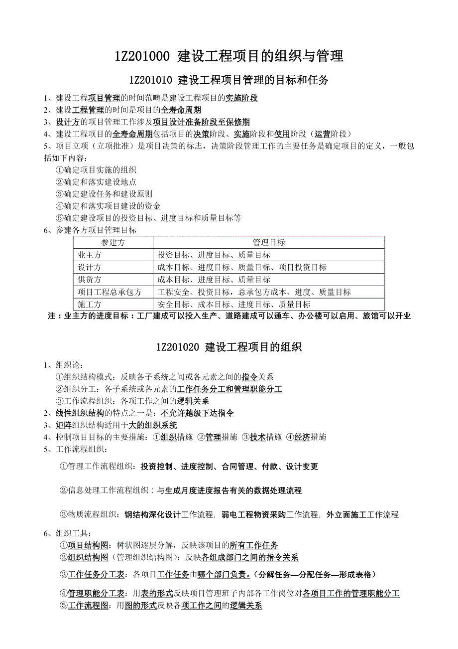 项目管理知识点(一建建造师)资料_第1页