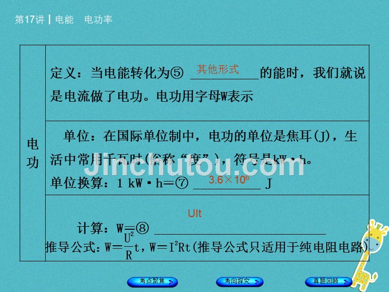 安徽省2018年中考物理 教材复习 第17讲 电能 电功率课件_第3页