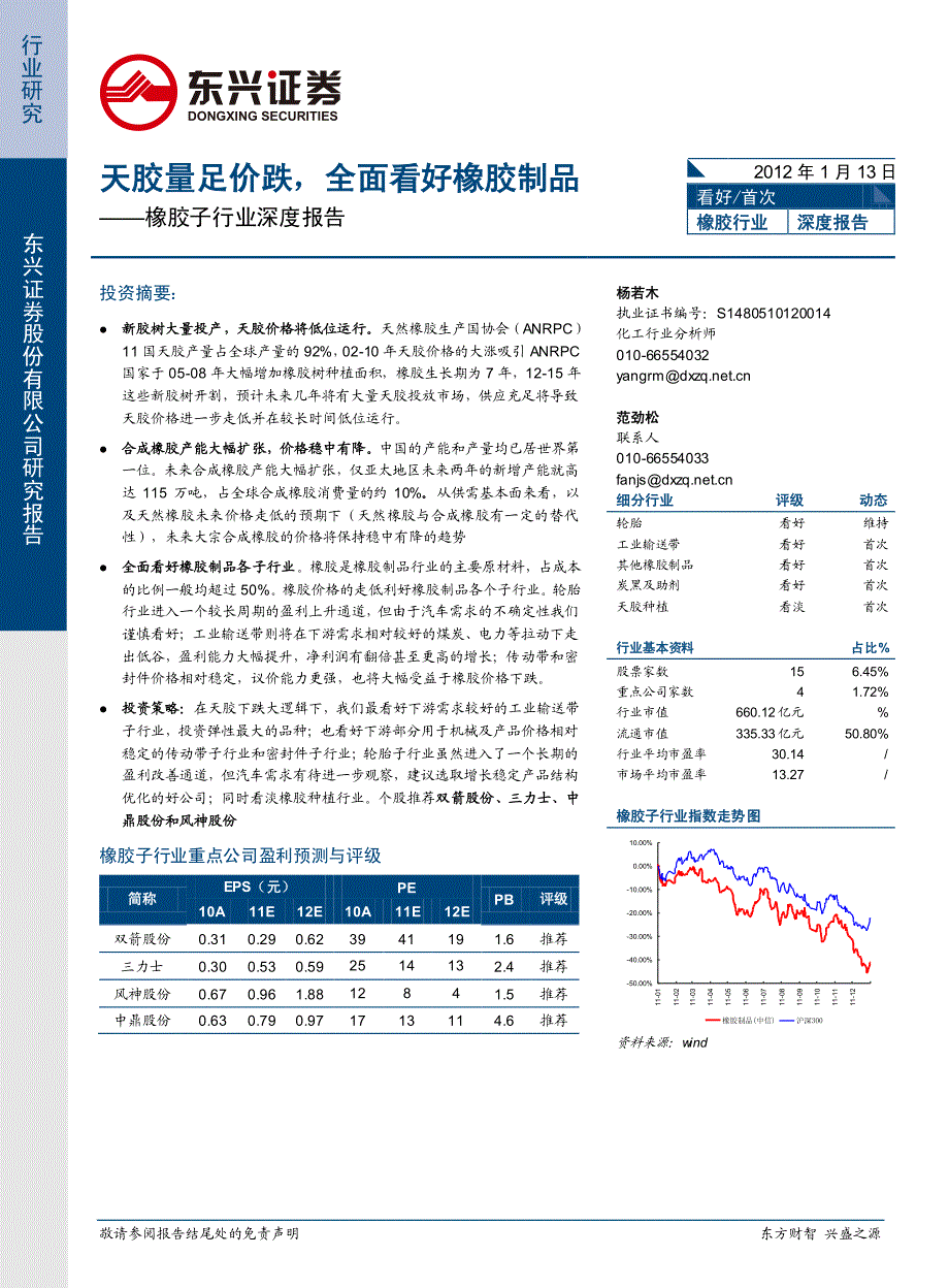 橡胶子行业深度报告：天胶量足价跌 全面看好橡胶制品_第1页