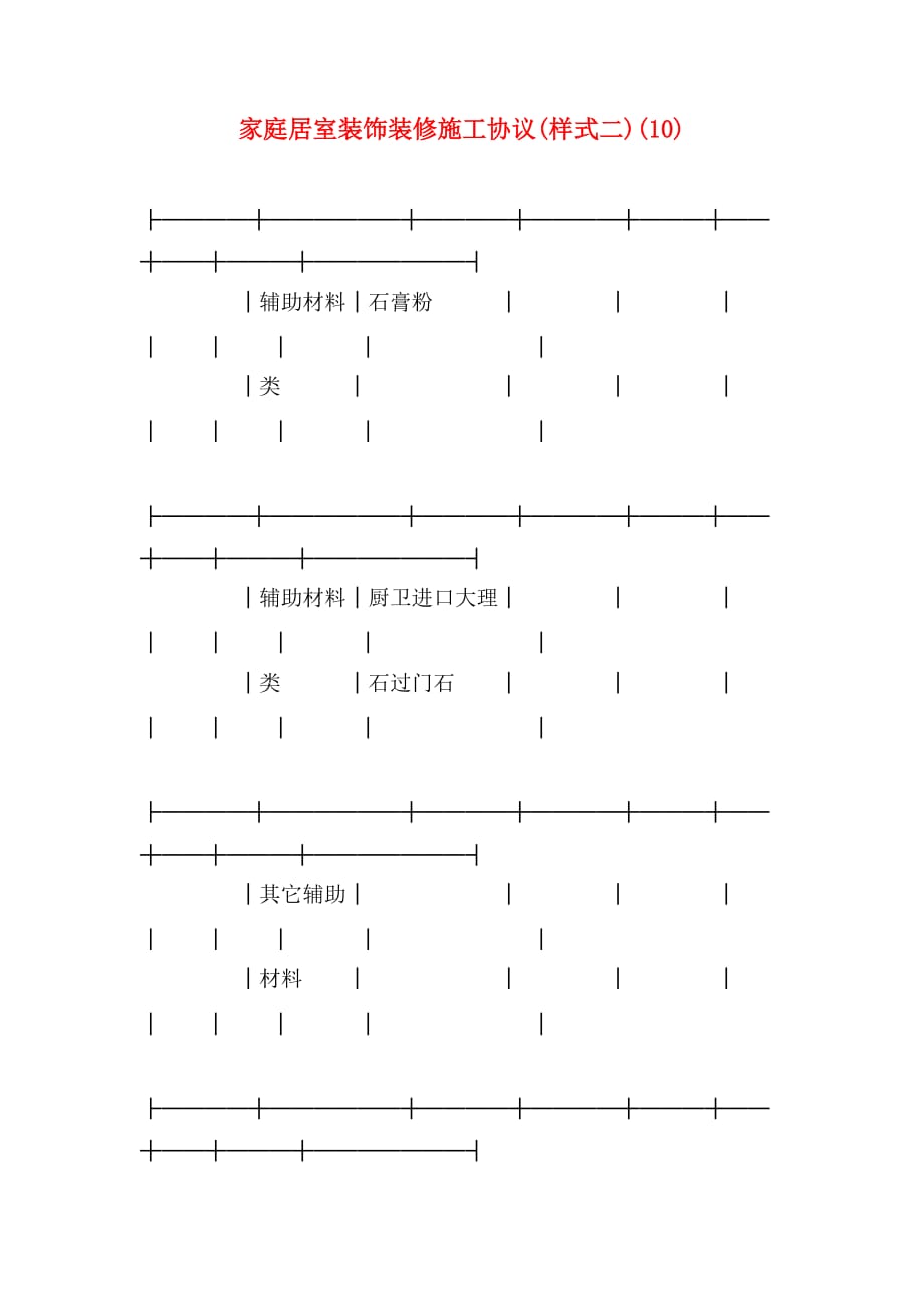 2020年家庭居室装饰装修施工协议(样式二)(10)_第1页