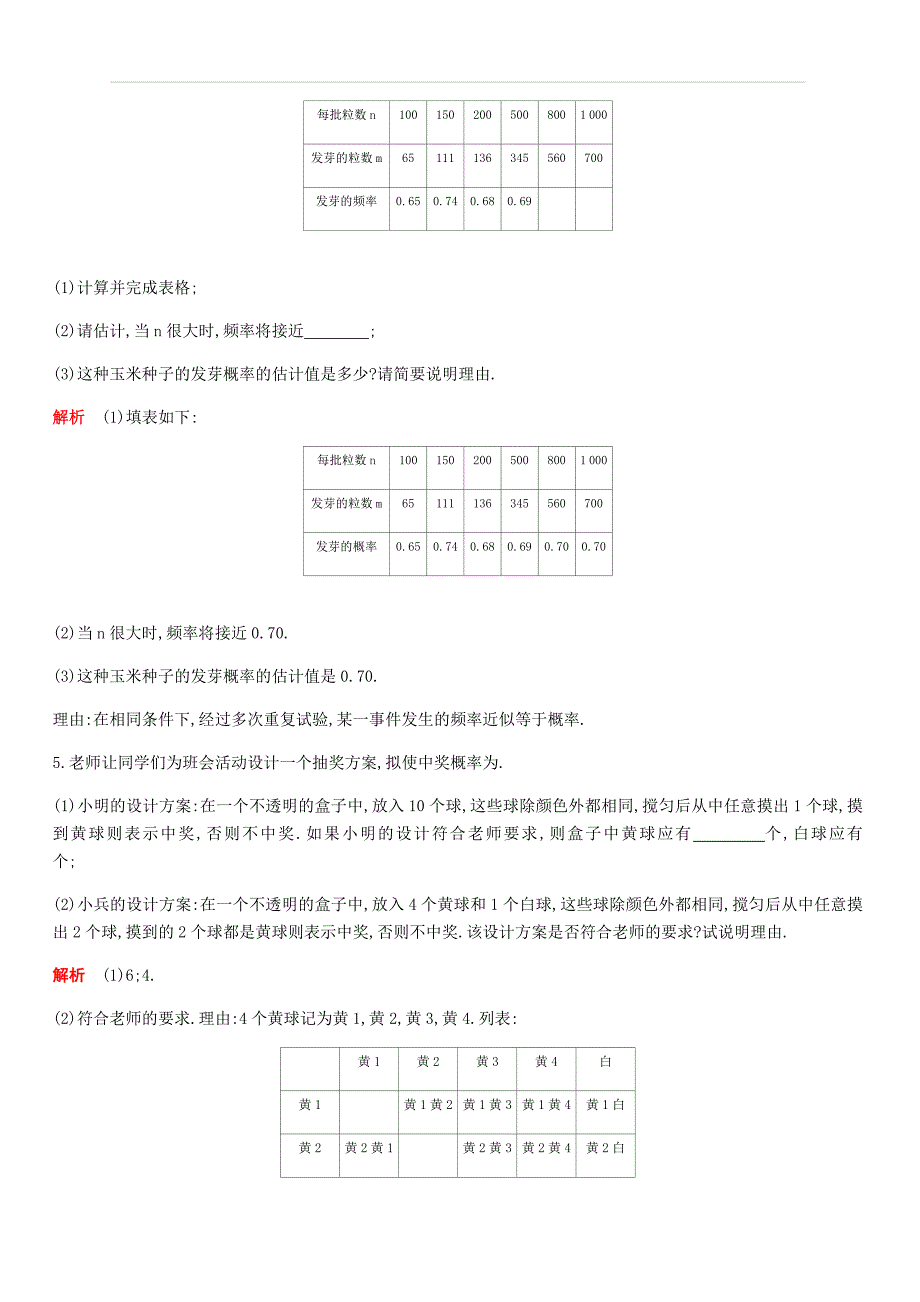 2019秋北师大版九年级数学上册拓展训练：3.2用频率估计概率含答案_第2页