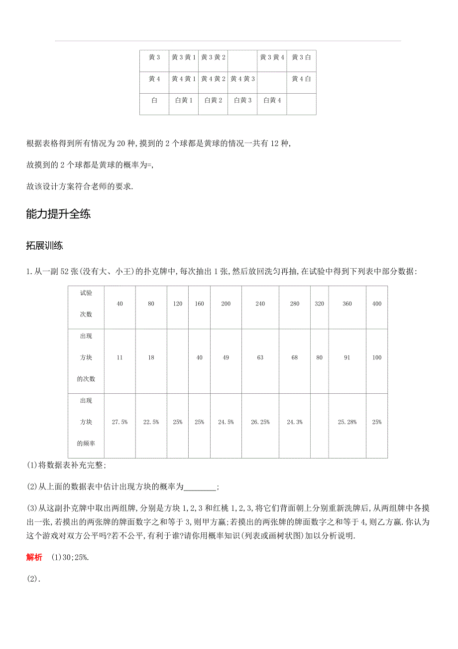 2019秋北师大版九年级数学上册拓展训练：3.2用频率估计概率含答案_第3页