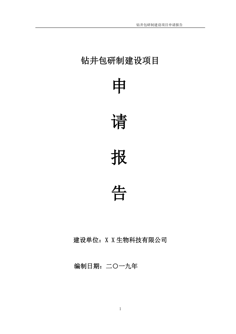 钻井包研制项目申请报告（可编辑案例）_第1页