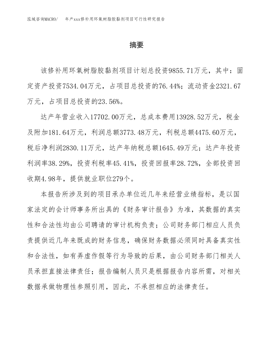 年产xxx修补用环氧树脂胶黏剂项目可行性研究报告（总投资10000万元）.docx_第2页