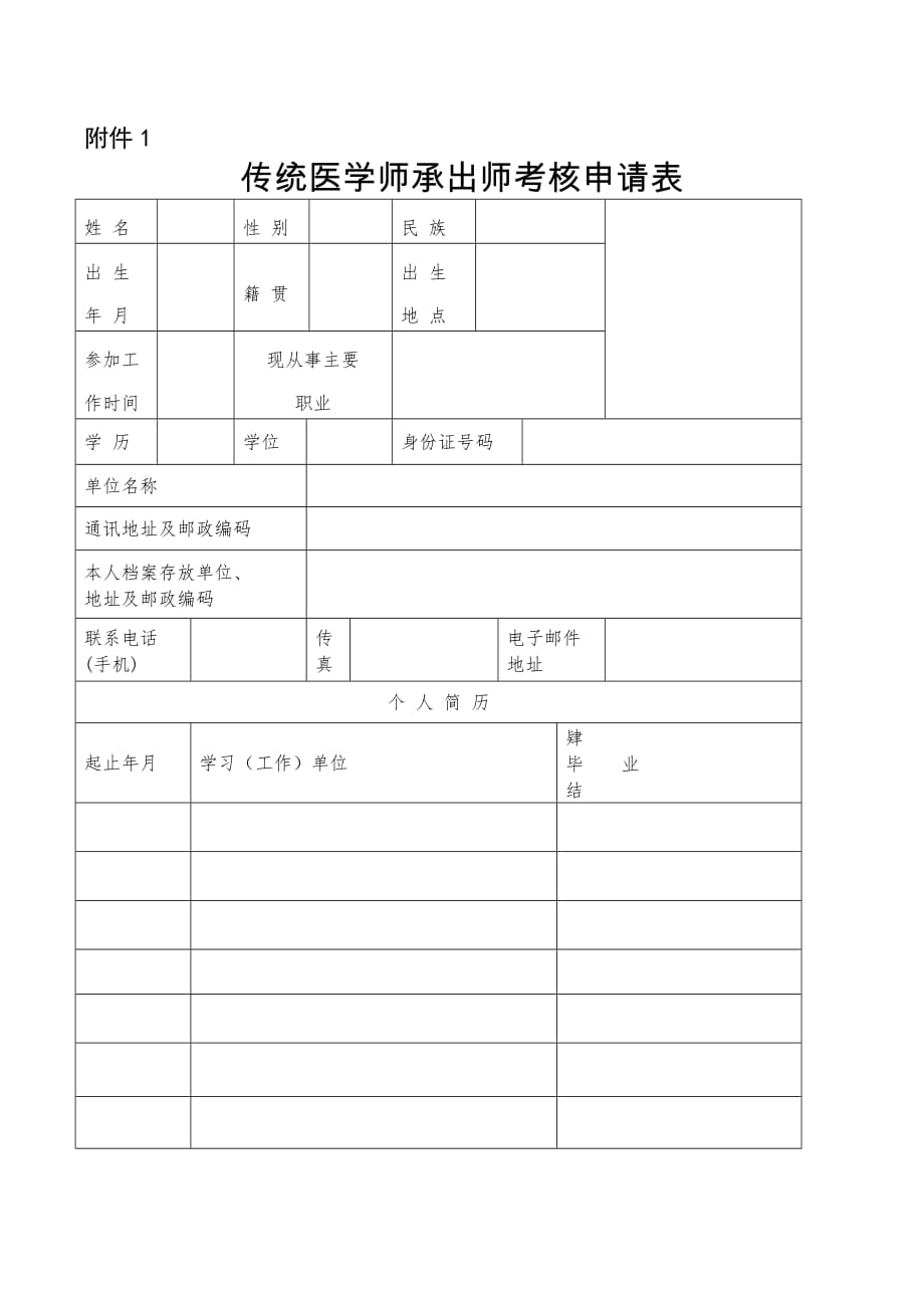 附件：1.传统医学师承出师考核申请表_第2页