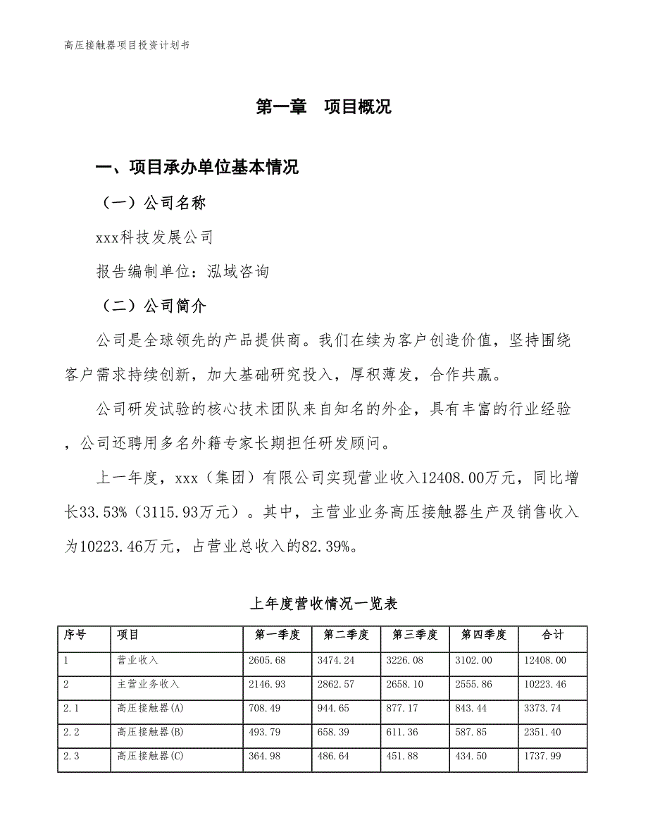 高压接触器项目投资计划书（参考模板及重点分析）_第2页