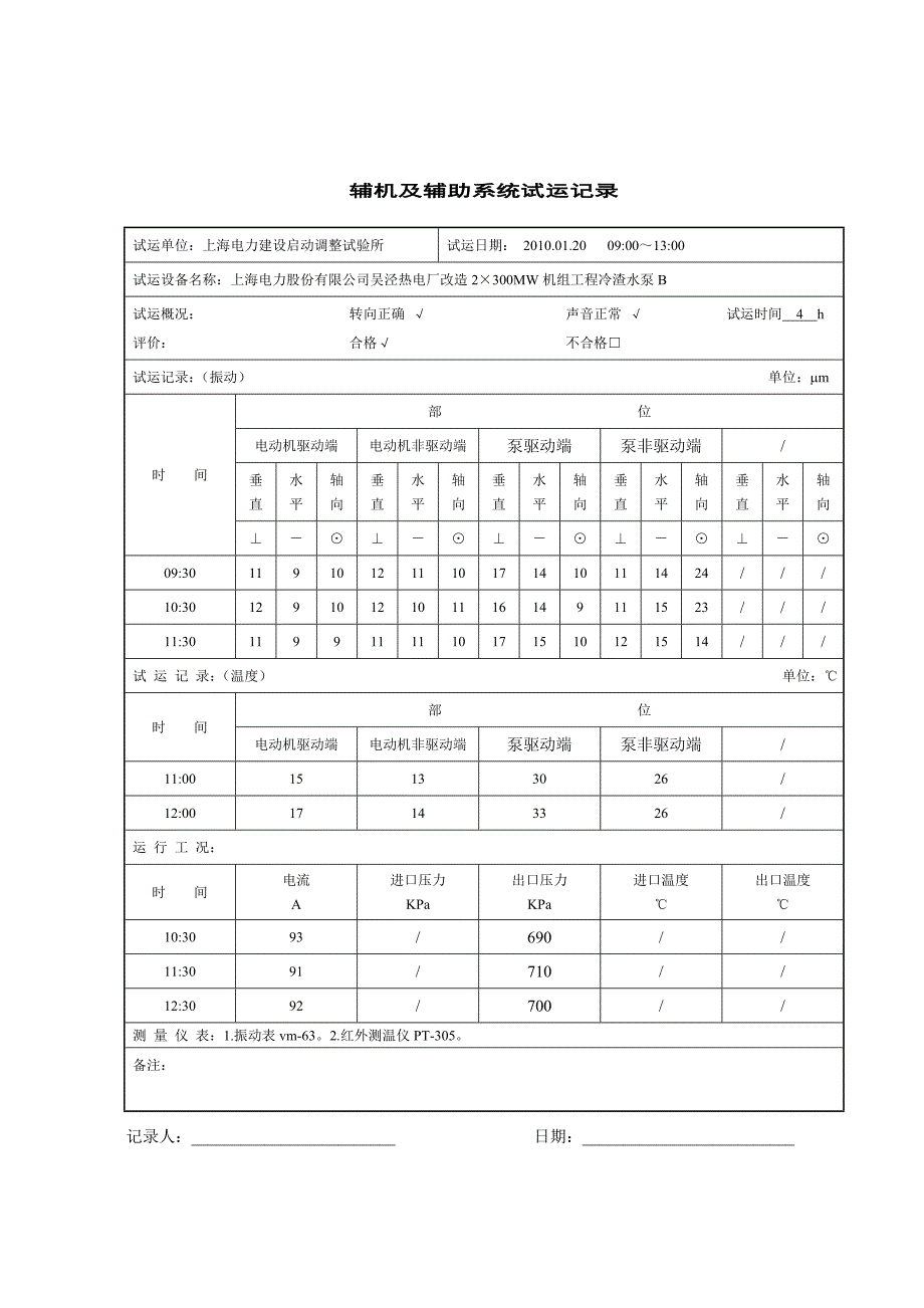 除渣水泵试转记录_第2页