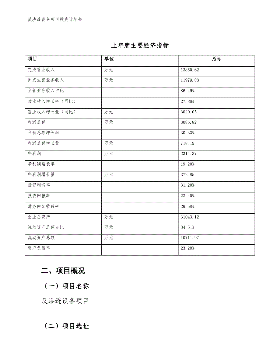 反渗透设备项目投资计划书（参考模板及重点分析）_第4页